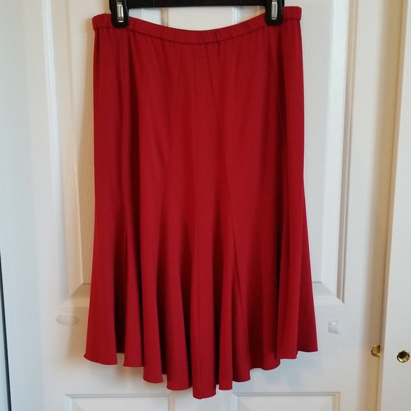 Yansi Fugel Red Midi Flair Skirt - Picture 2 of 6